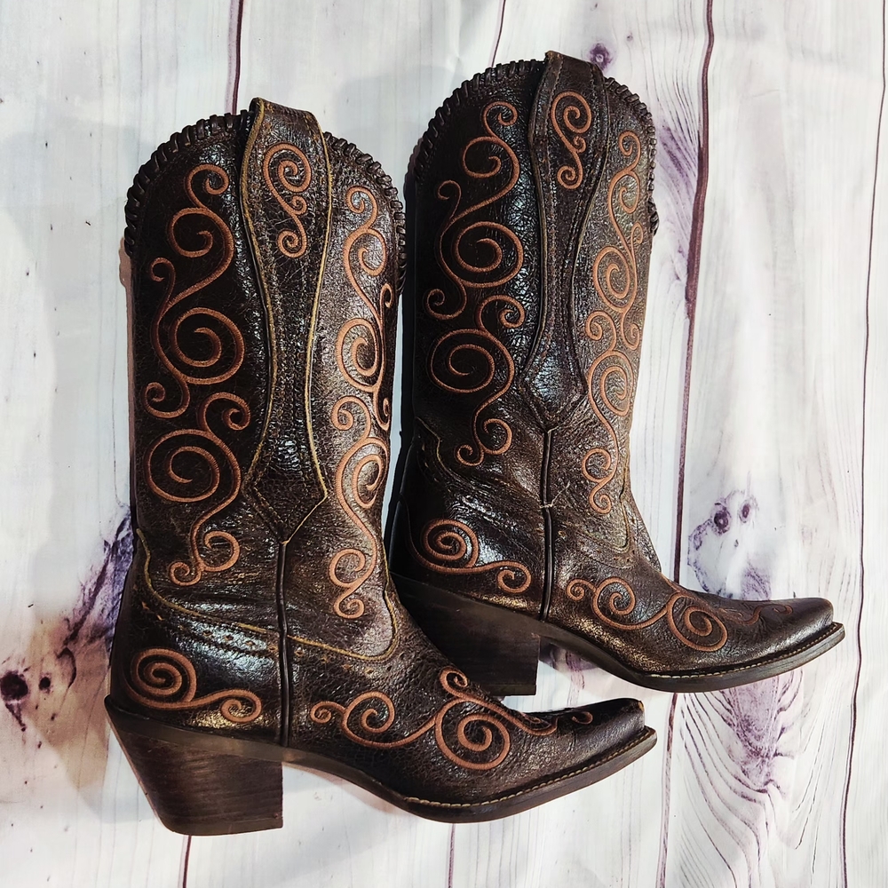 Ariat Brown and Tan Heeled Boots Women Size 10 B